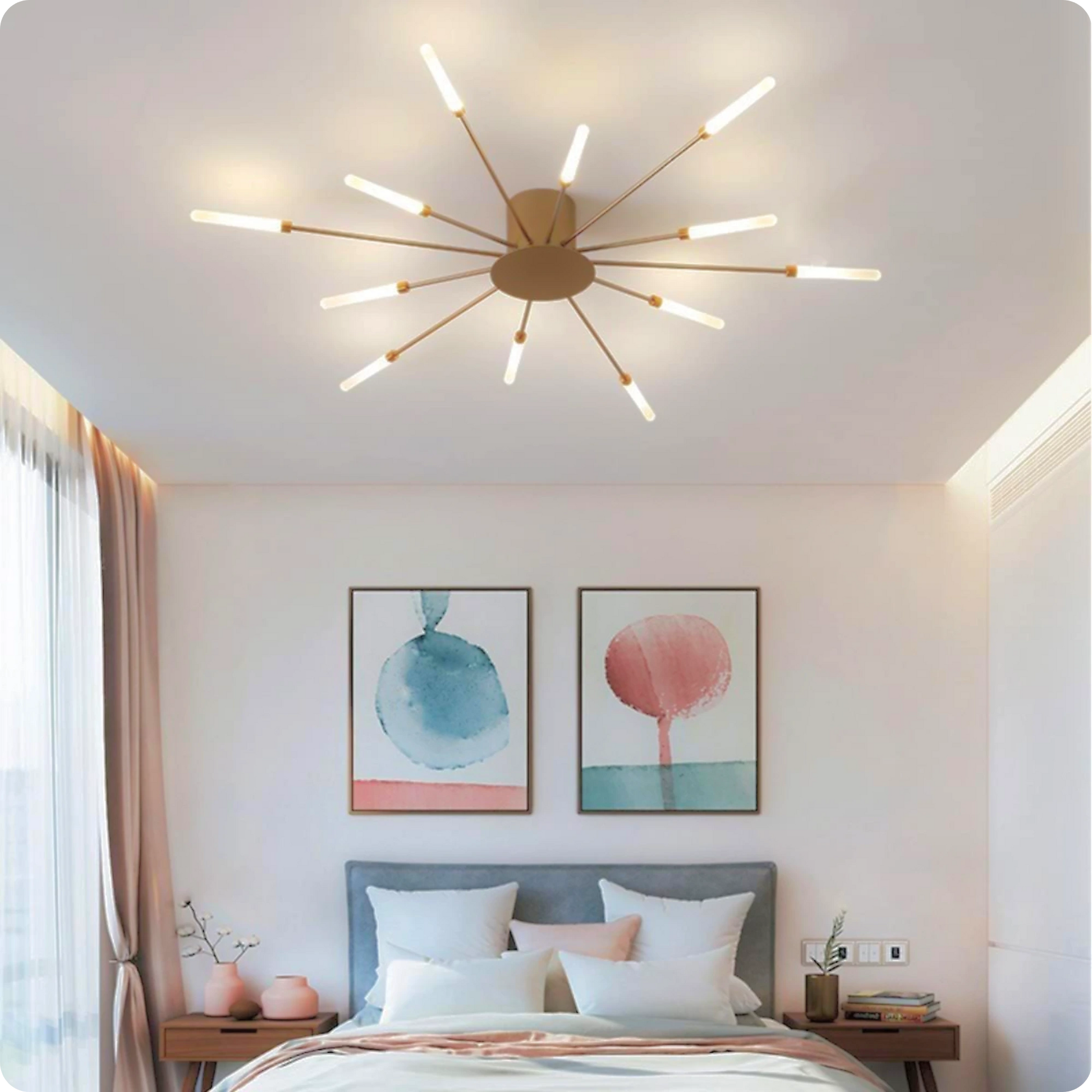 Plafonnier LED Or Spirale Artificielle Acrylique Dimmable avec 12 Lumières Neutres - PlafonnierDeco