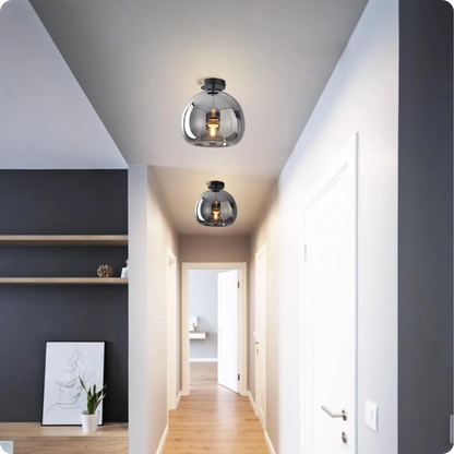 Plafonnier moderne en verre avec LED et ampoule E27 pour style nordique - PlafonnierDeco