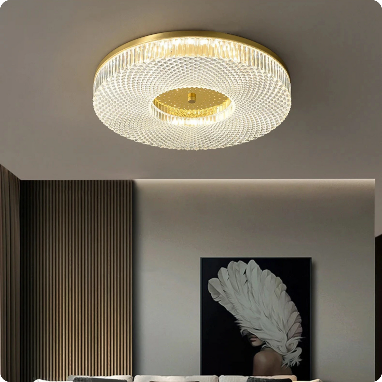 Plafonnier moderne en cuivre rond avec éclairage LED poli pour chambre - PlafonnierDeco