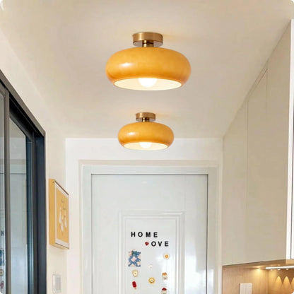 Plafonnier design en verre soufflé orange et blanc avec éclairage LED doux - PlafonnierDeco