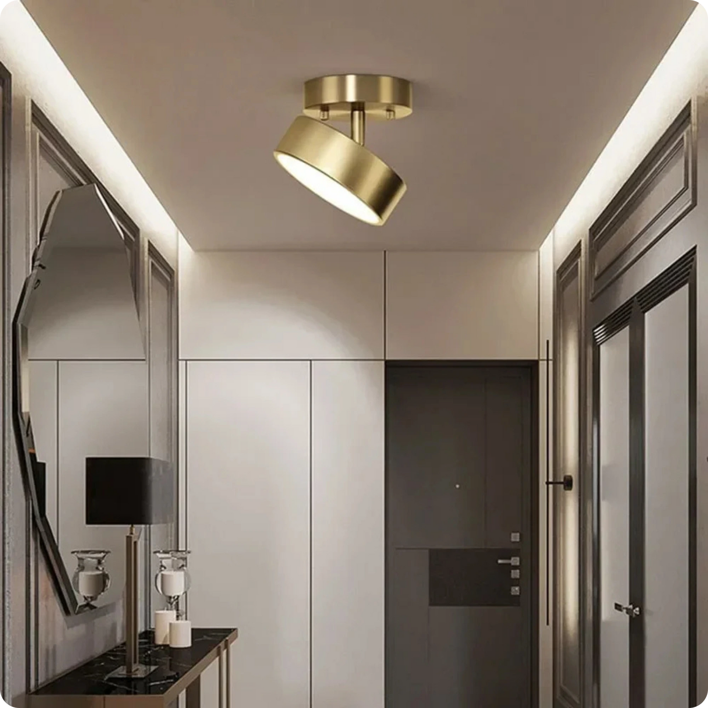 Plafonnier moderne cuivre brossé LED – Lumière chaleureuse et orientable - PlafonnierDeco