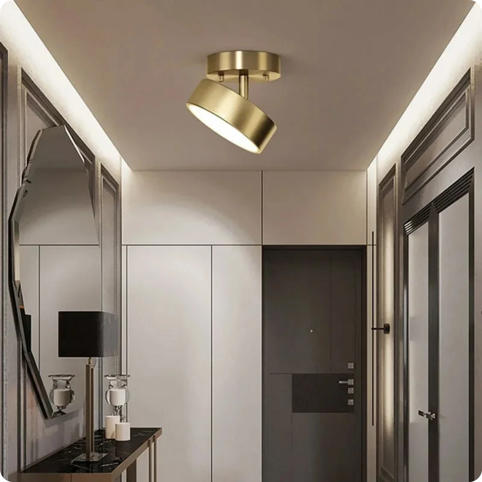 Plafonnier moderne cuivre brossé LED – Lumière chaleureuse et orientable - PlafonnierDeco