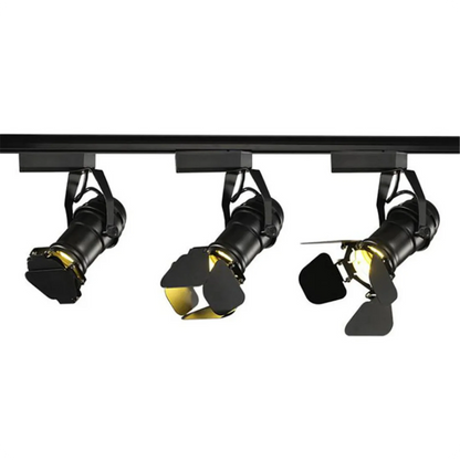 Plafonnier Spot Métal Noir Orientable E27 Style Industriel Rail Unique - PlafonnierDeco