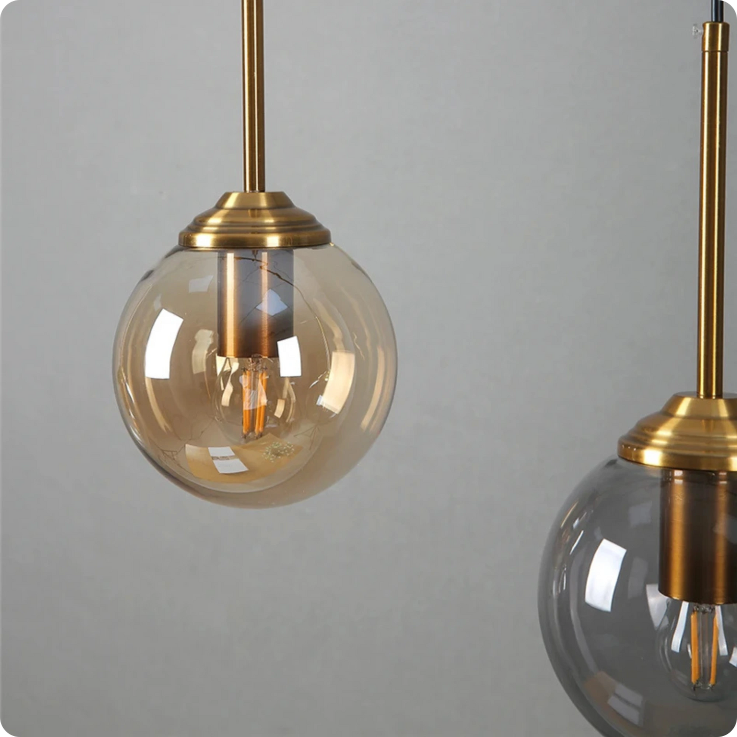 Plafonnier Boule Gris Fumé - Suspension Moderne Style Nordique - PlafonnierDeco