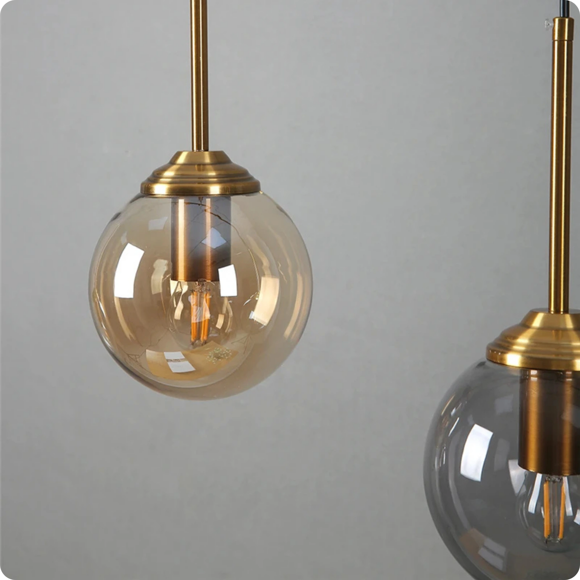 Plafonnier Boule Gris Fumé - Suspension Moderne Style Nordique - PlafonnierDeco