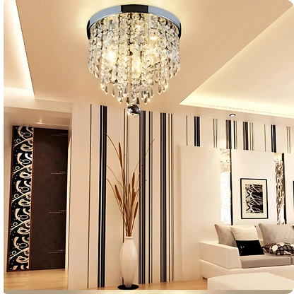 Plafonnier cristal en alliage poli avec reflets modernes et éclat - PlafonnierDeco