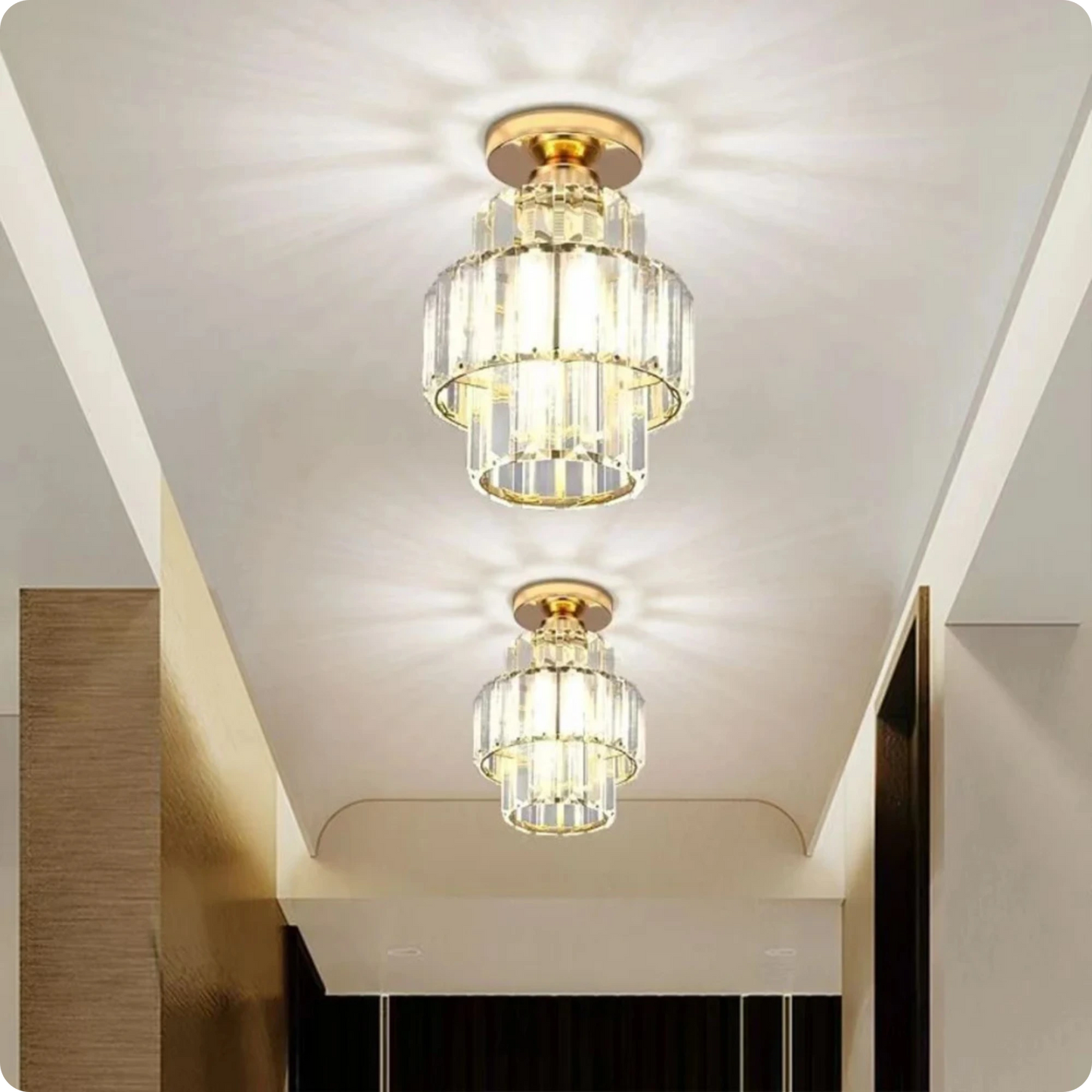 Plafonnier en verre et cristal poli avec éclat décoratif - PlafonnierDeco