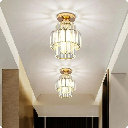 Plafonnier en verre et cristal poli avec éclat décoratif - PlafonnierDeco