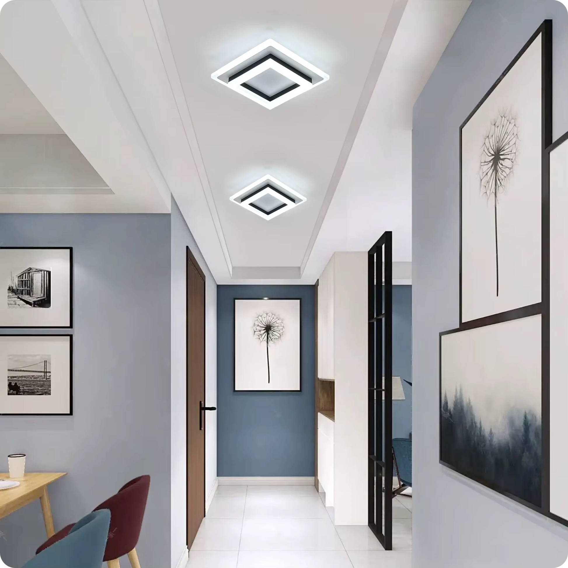 Plafonnier Moderne Carré LED en Acrylique Blanc Froid - PlafonnierDeco