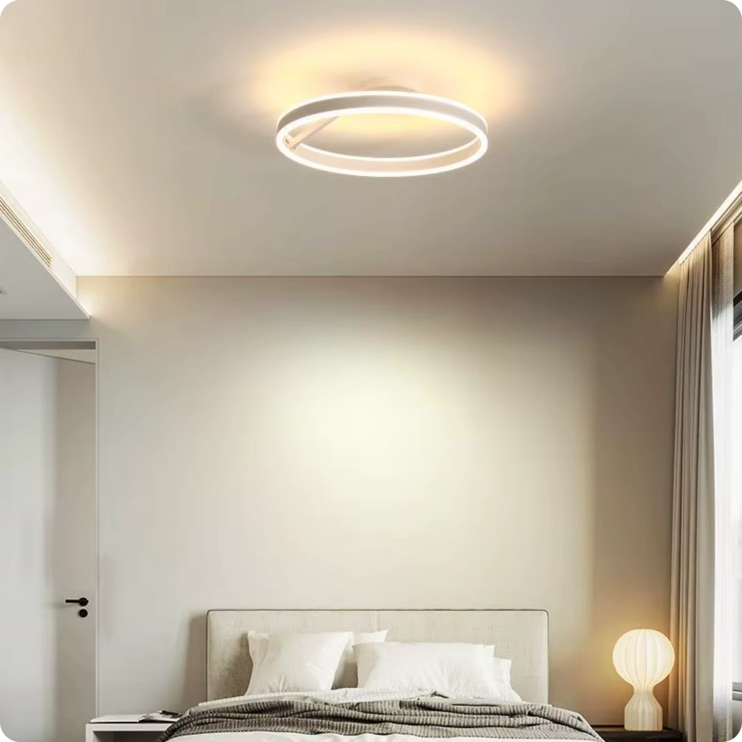 Plafonnier Design LED Anneau Blanc Minimaliste à Intensité Réglable - PlafonnierDeco