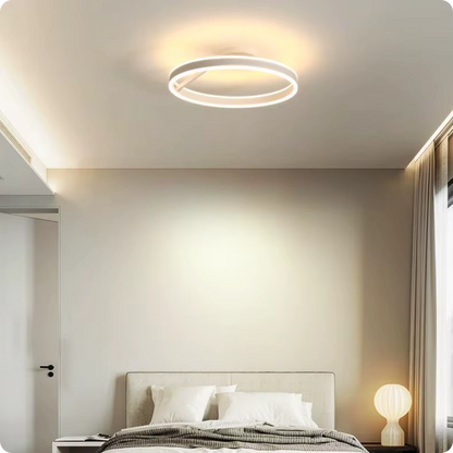Plafonnier Design LED Anneau Blanc Minimaliste à Intensité Réglable - PlafonnierDeco