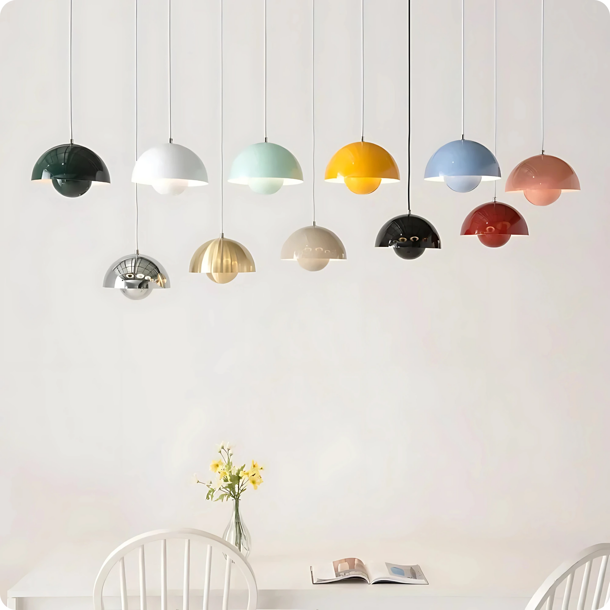 Plafonnier LED Suspendu Style Bourgeon en Métal Peint Multicolore - PlafonnierDeco