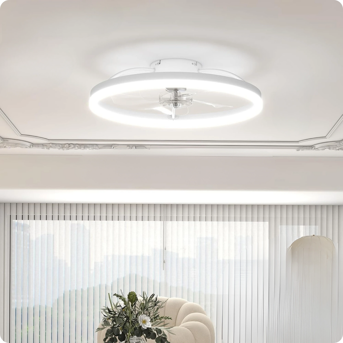 Plafonnier Ventilateur LED Design Acrylique Dimmable à 6 Vitesses - PlafonnierDeco