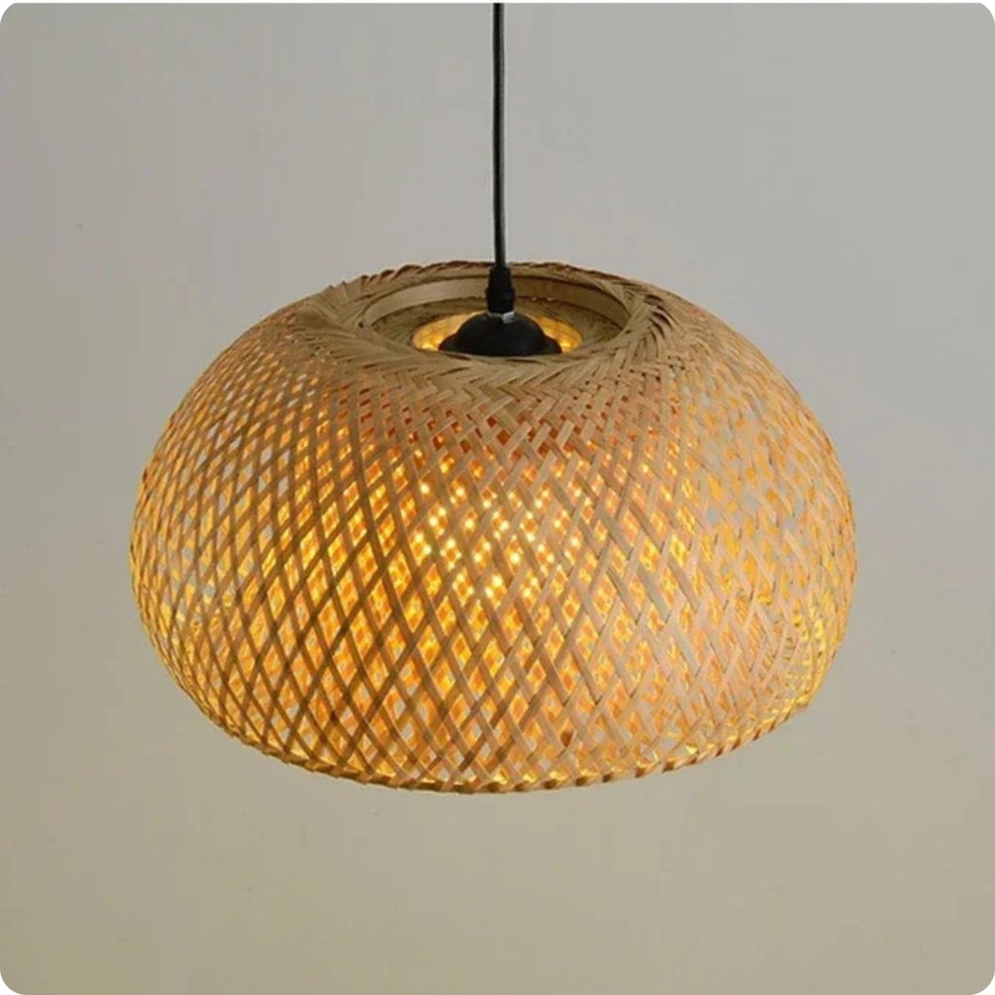 Plafonnier Bambou Tressé Main | Style Japonais Rétro - PlafonnierDeco