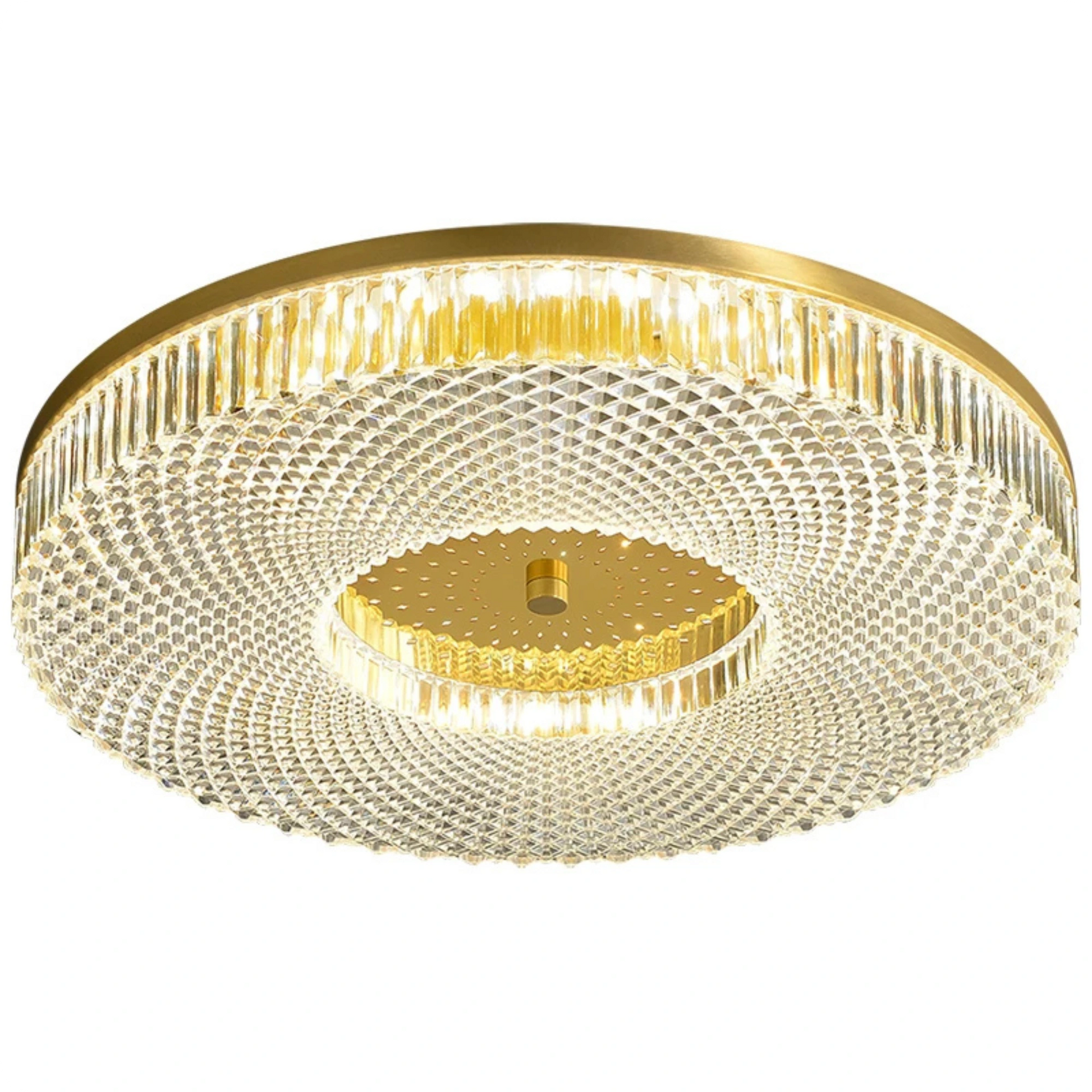 Plafonnier moderne en cuivre rond avec éclairage LED poli pour chambre - PlafonnierDeco