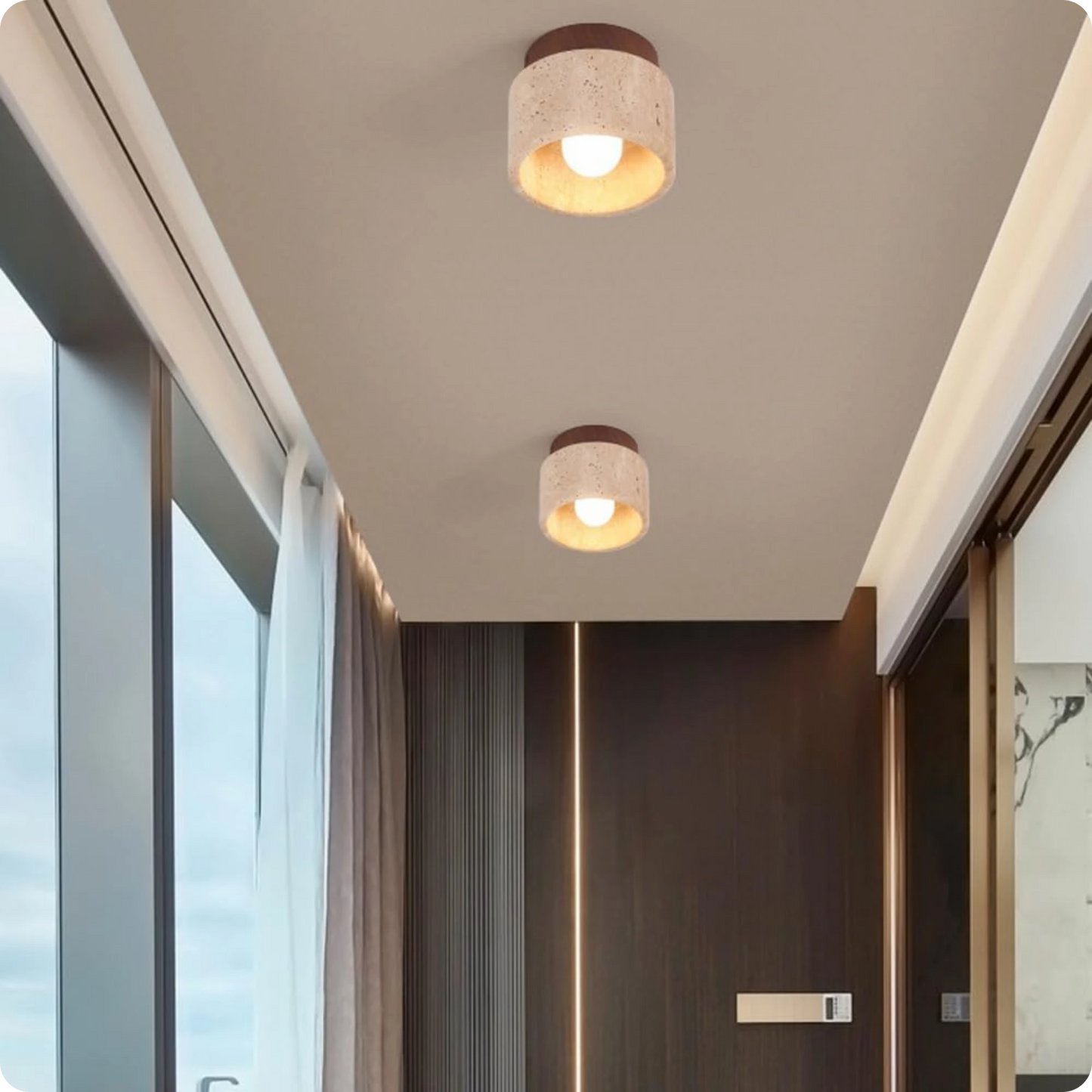 Plafonnier en marbre naturel avec éclairage LED éco-énergétique - PlafonnierDeco