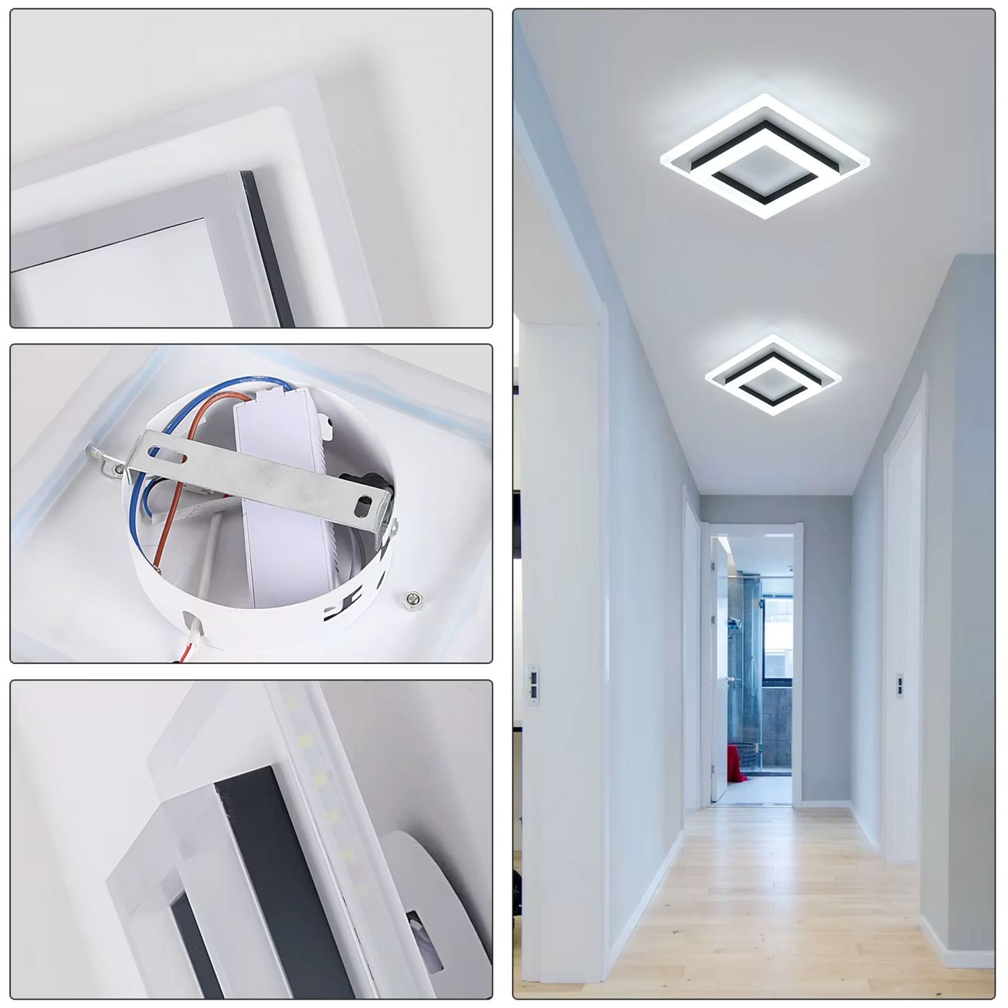 Plafonnier Moderne Carré LED en Acrylique Blanc Froid - PlafonnierDeco