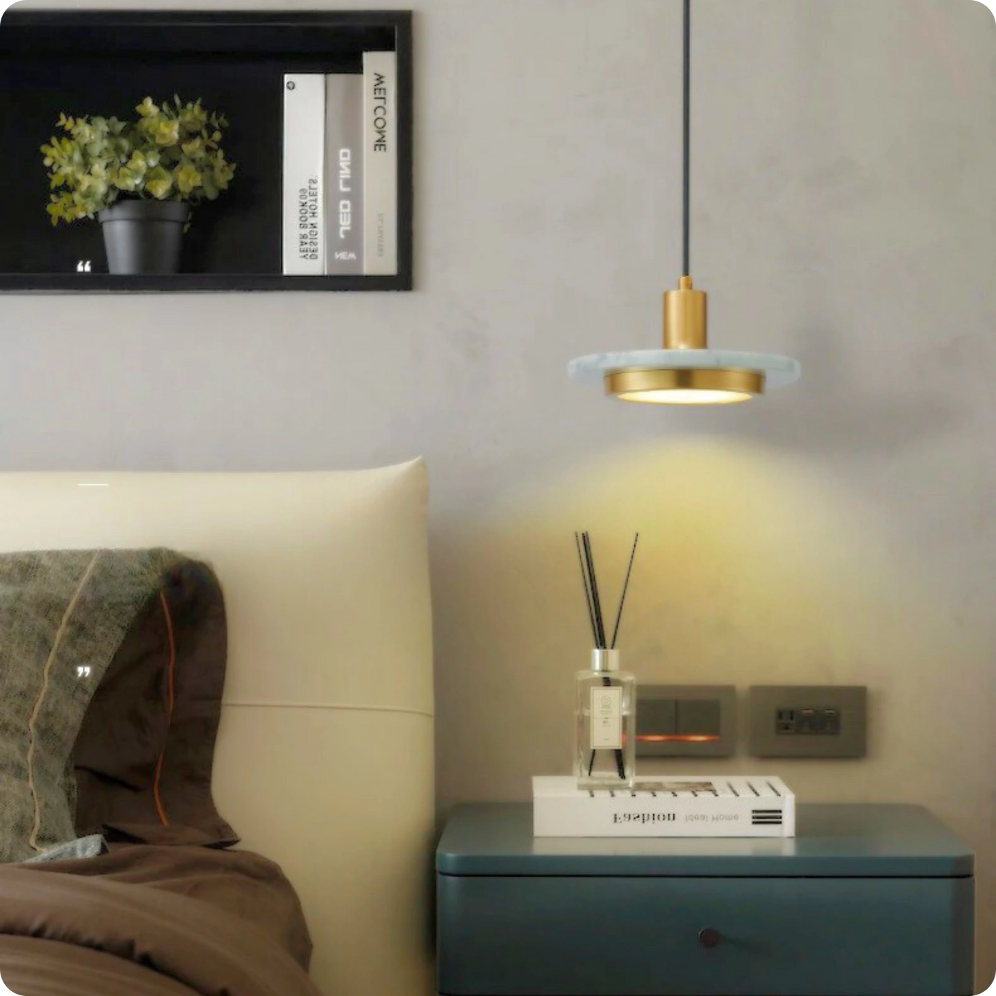 Suspension Moderne en Marbre LED Lumière Chaude 12W - PlafonnierDeco