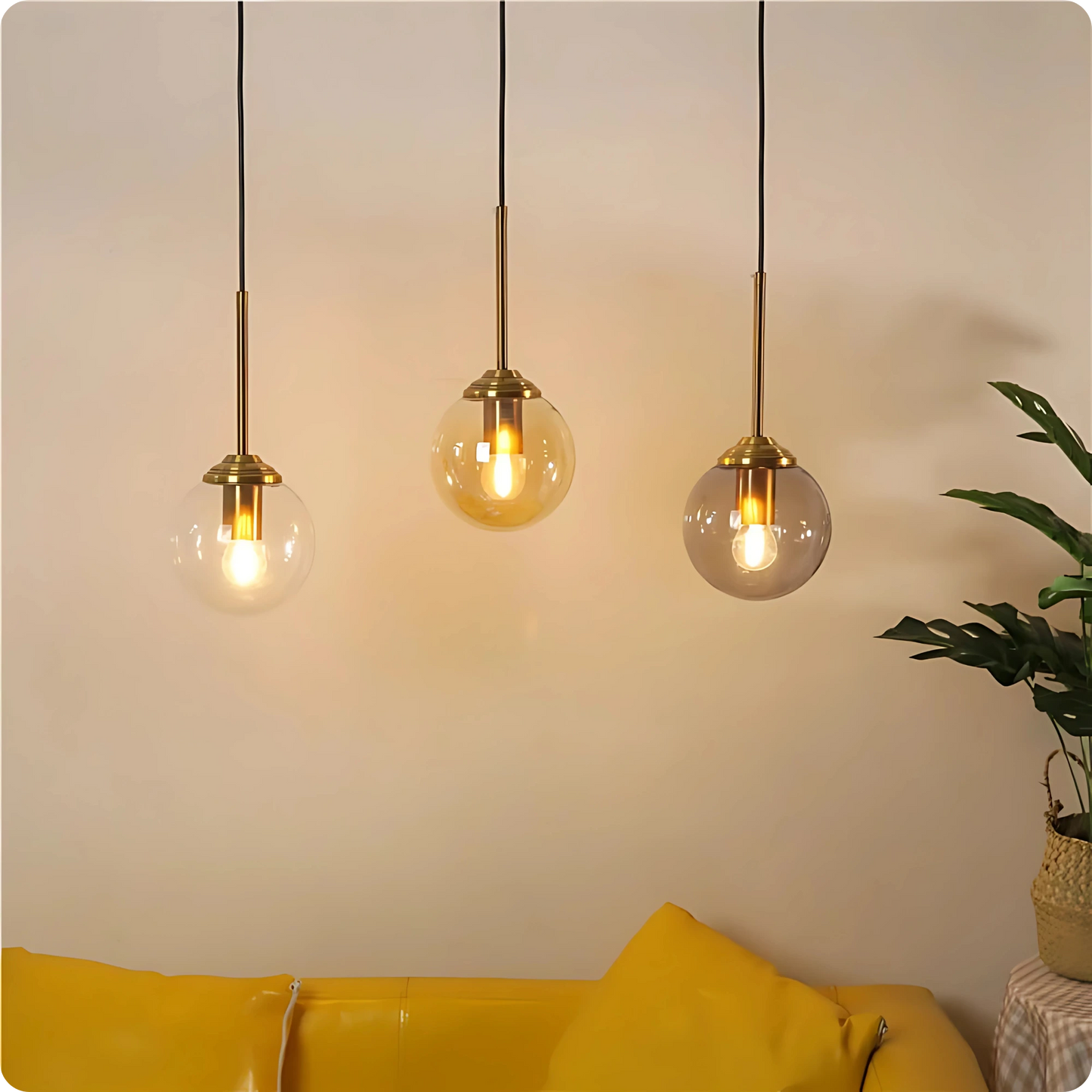 Plafonnier Boule Gris Fumé - Suspension Moderne Style Nordique - PlafonnierDeco