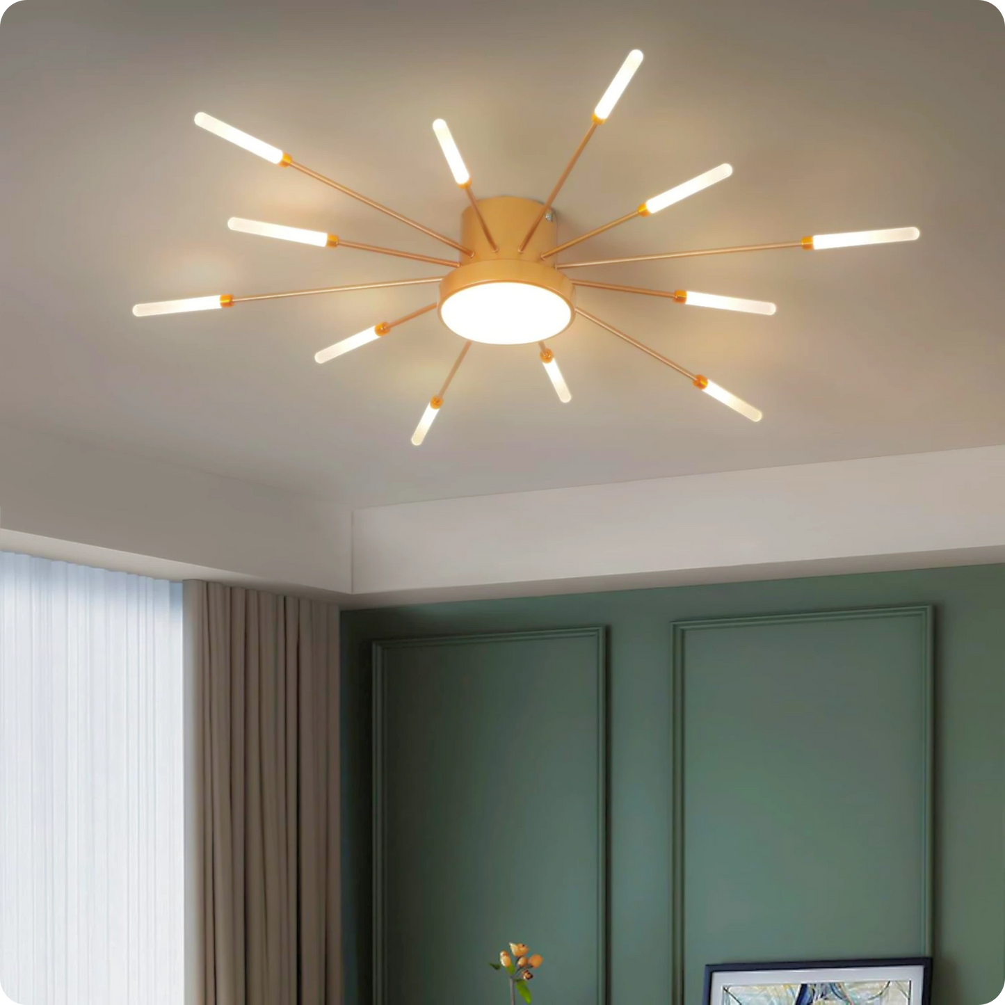 Plafonnier LED Or Spirale Artificielle Acrylique Dimmable avec 12 Lumières Neutres - PlafonnierDeco