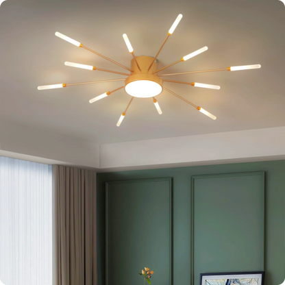 Plafonnier LED Or Spirale Artificielle Acrylique Dimmable avec 12 Lumières Neutres - PlafonnierDeco