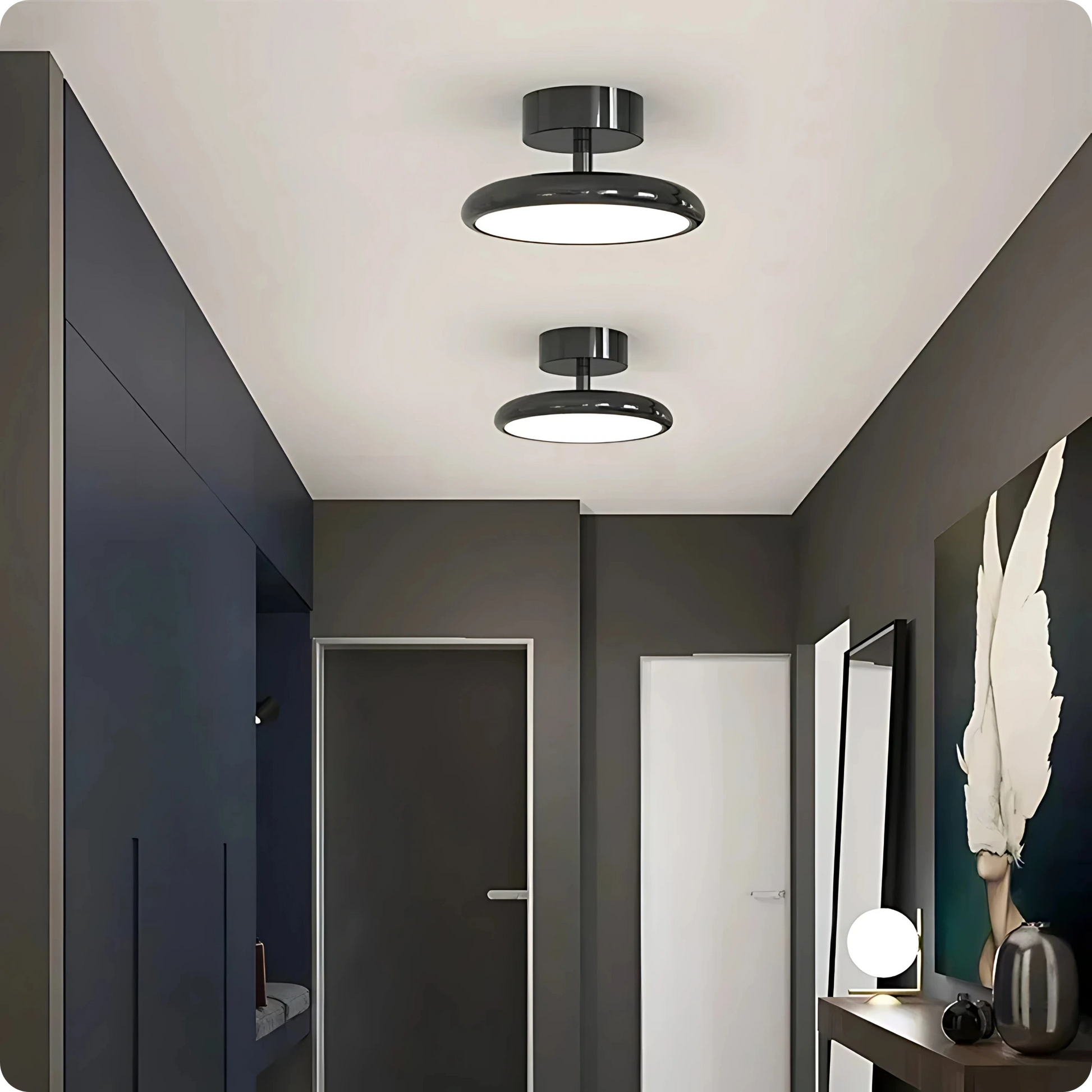Plafonnier design rond en aluminium avec lumière réglable et douce - PlafonnierDeco