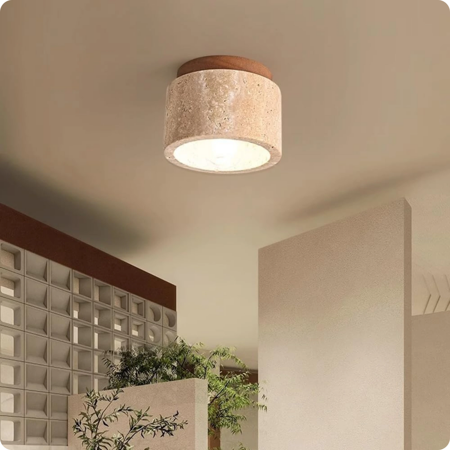 Plafonnier en marbre naturel avec éclairage LED éco-énergétique - PlafonnierDeco