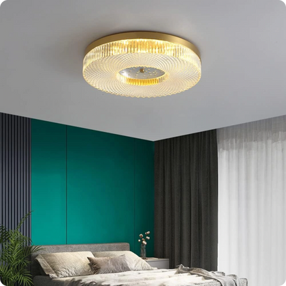 Plafonnier moderne en cuivre rond avec éclairage LED poli pour chambre - PlafonnierDeco
