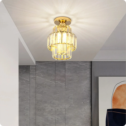 Plafonnier en verre et cristal poli avec éclat décoratif - PlafonnierDeco