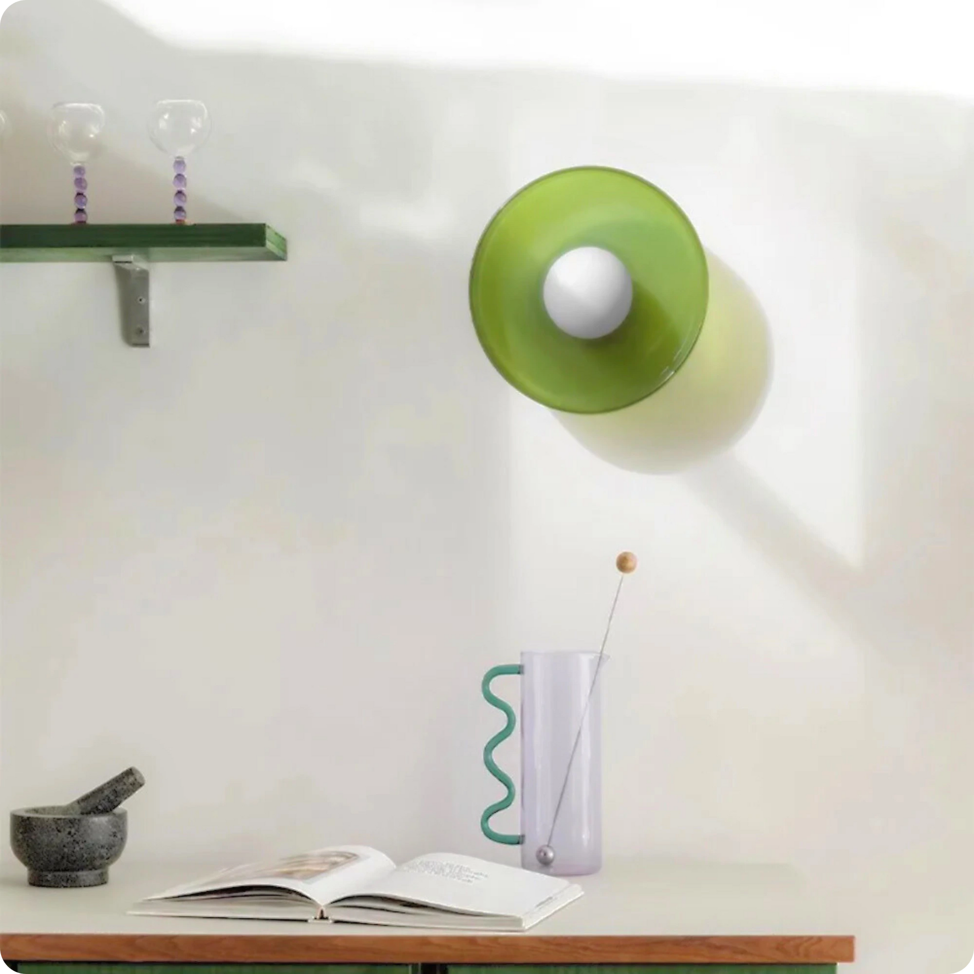 Plafonnier en verre laiteux vert moderne – Lumière LED élégante - PlafonnierDeco