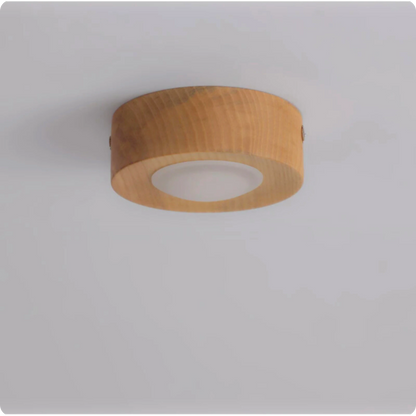 Plafonnier en bois noyer et métal avec éclairage LED chaleureux - PlafonnierDeco