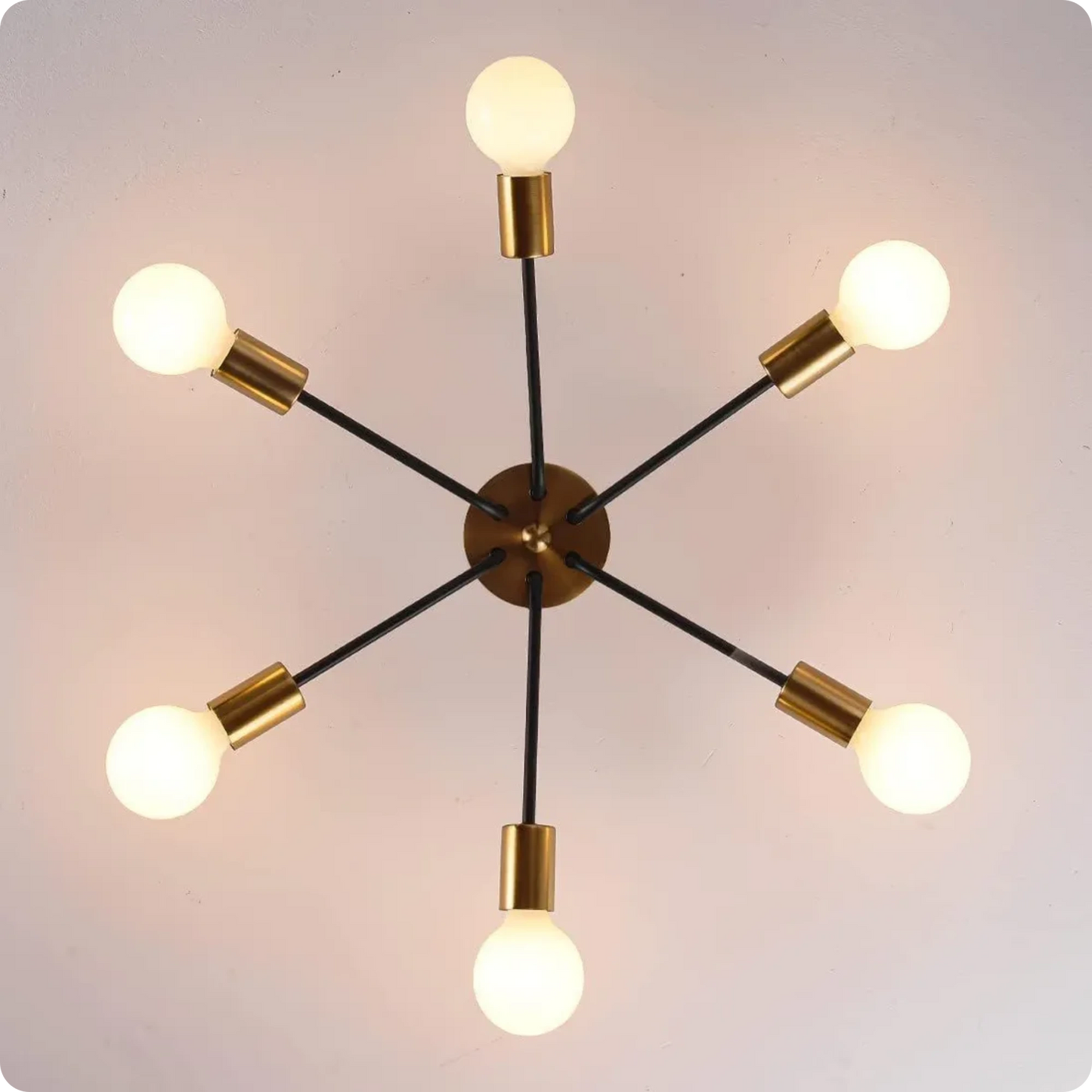 Plafonnier métal style Sputnik avec bras multiples et lumière homogène