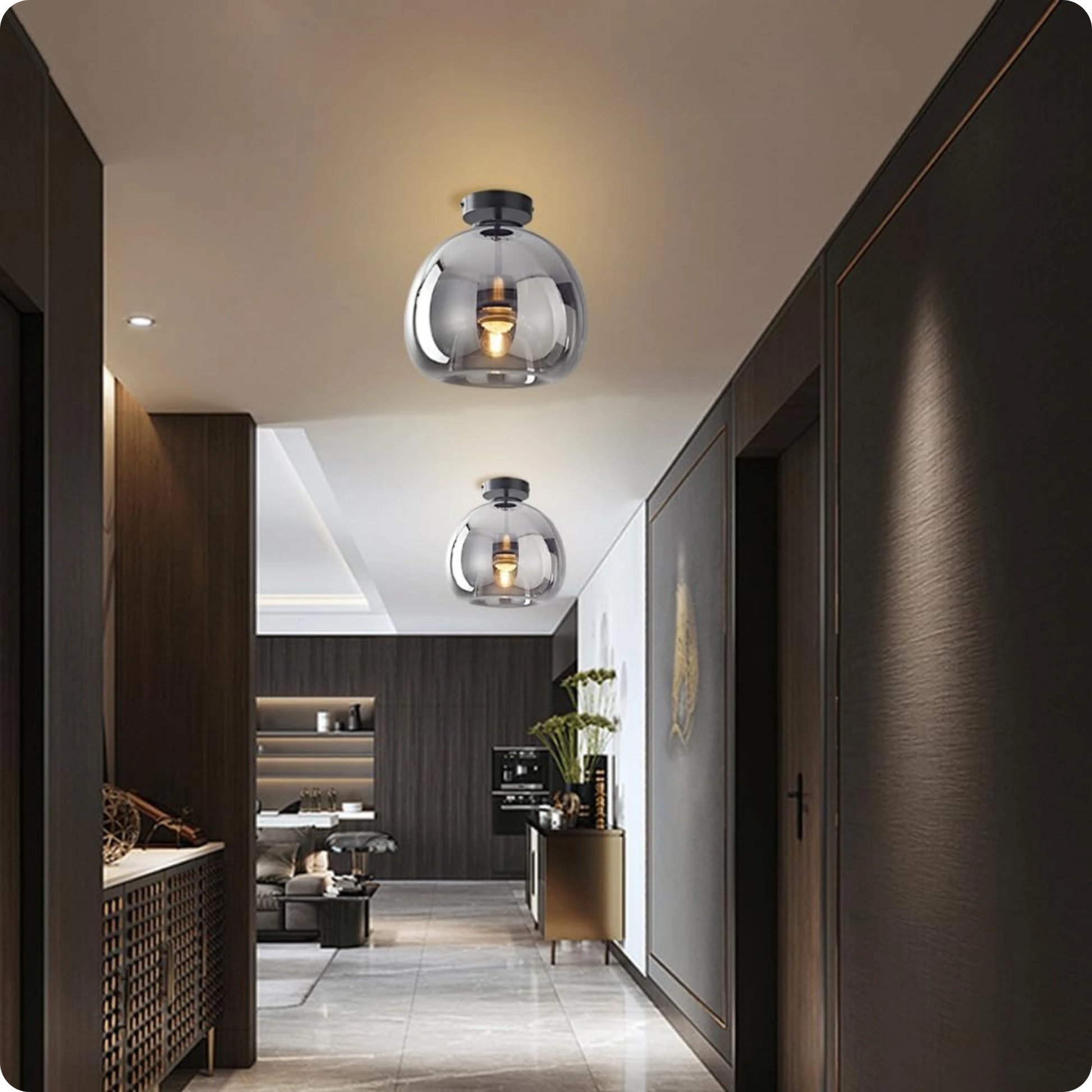 Plafonnier moderne en verre avec LED et ampoule E27 pour style nordique - PlafonnierDeco