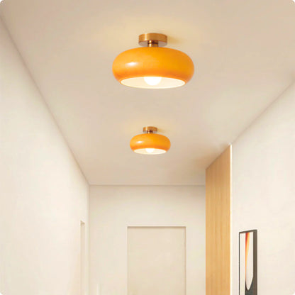 Plafonnier design en verre soufflé orange et blanc avec éclairage LED doux - PlafonnierDeco