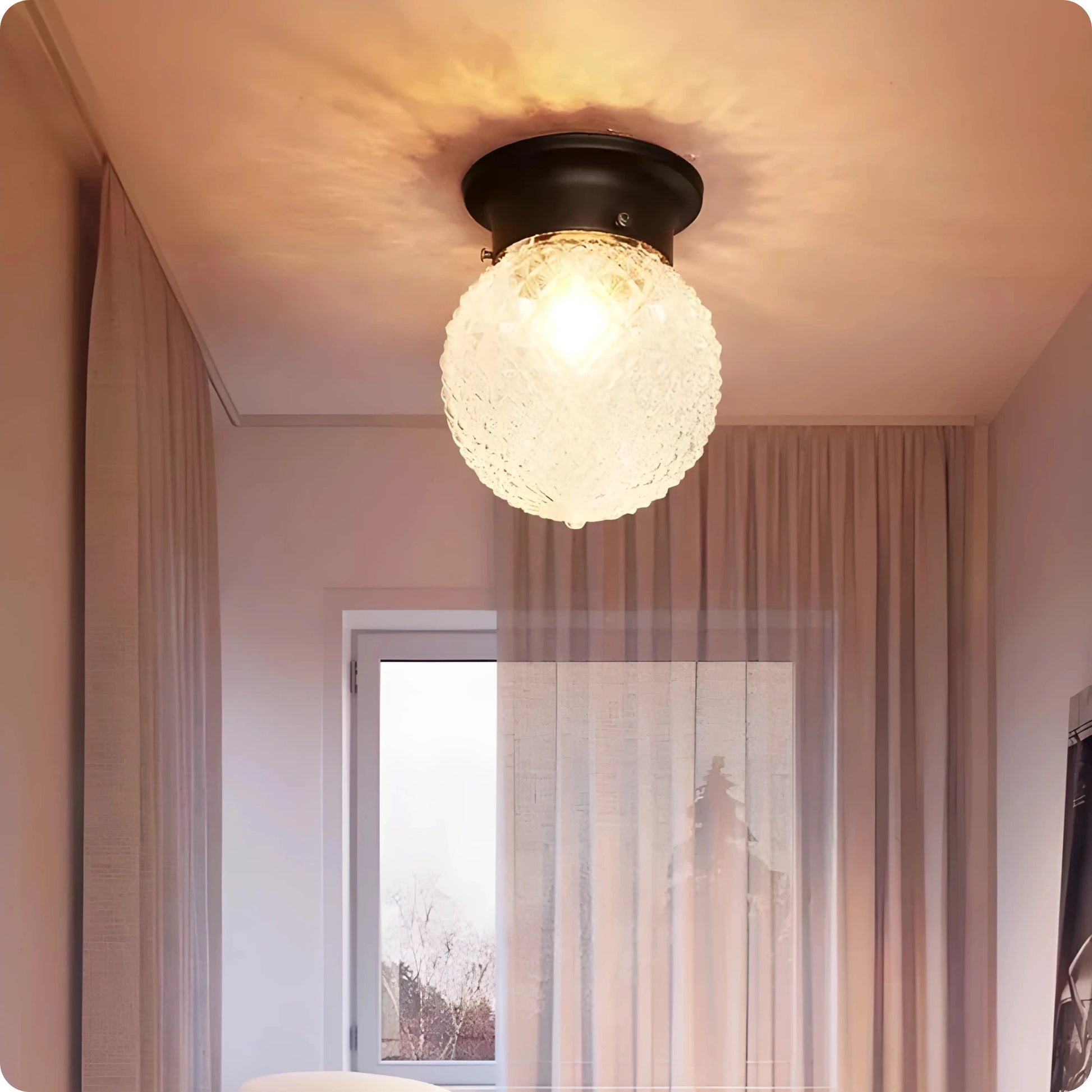 Plafonnier vintage en verre brossé avec éclairage LED pour intérieur chic - PlafonnierDeco