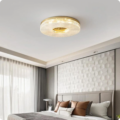 Plafonnier moderne en cuivre rond avec éclairage LED poli pour chambre - PlafonnierDeco