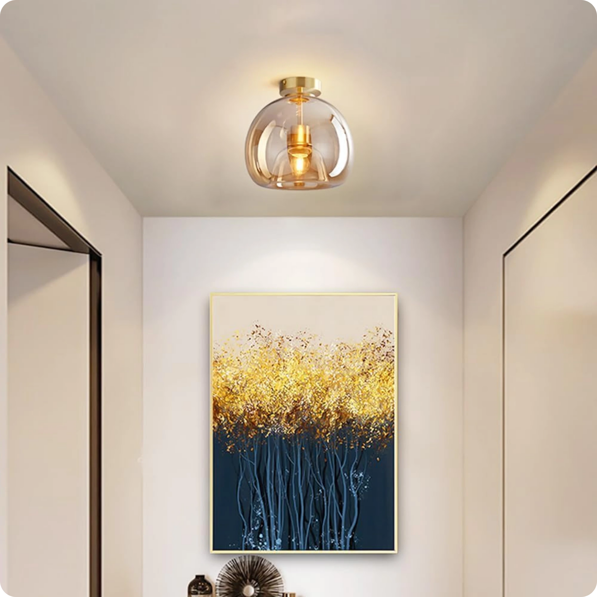 Plafonnier moderne en verre avec LED et ampoule E27 pour style nordique - PlafonnierDeco