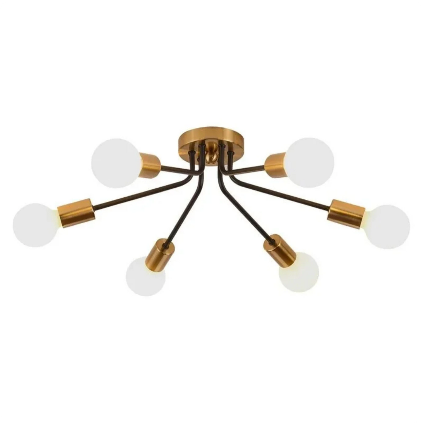 Plafonnier métal style Sputnik avec bras multiples et lumière homogène