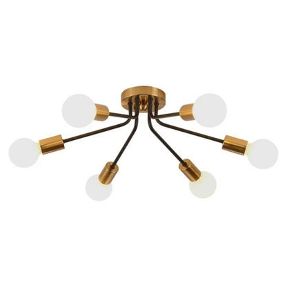 Plafonnier métal style Sputnik avec bras multiples et lumière homogène