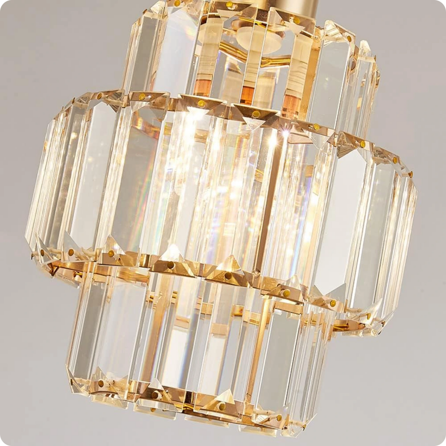 Plafonnier en verre et cristal poli avec éclat décoratif - PlafonnierDeco