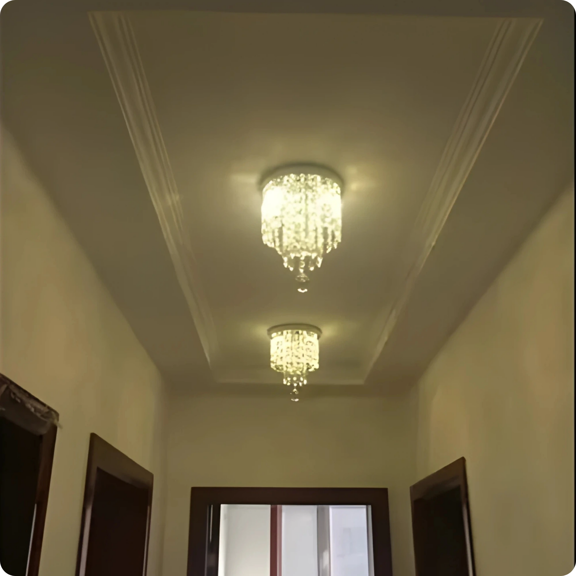 Plafonnier cristal en alliage poli avec reflets modernes et éclat - PlafonnierDeco