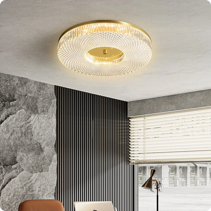 Plafonnier moderne en cuivre rond avec éclairage LED poli pour chambre - PlafonnierDeco