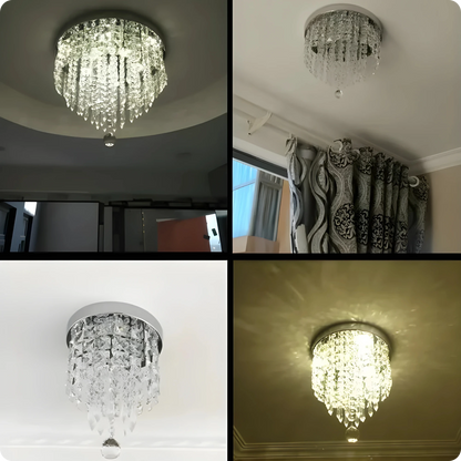 Plafonnier cristal en alliage poli avec reflets modernes et éclat - PlafonnierDeco