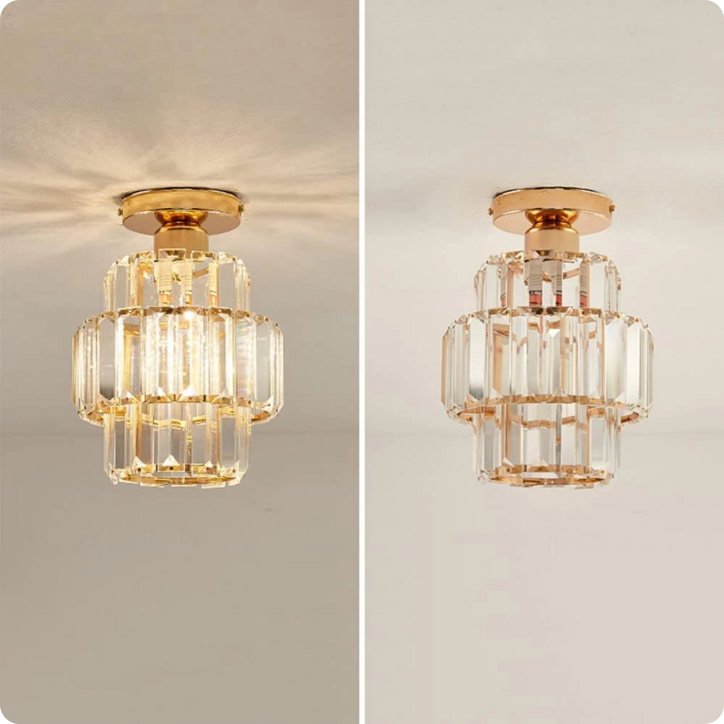 Plafonnier en verre et cristal poli avec éclat décoratif - PlafonnierDeco