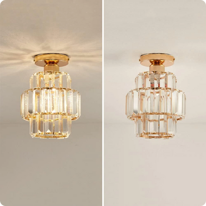 Plafonnier en verre et cristal poli avec éclat décoratif - PlafonnierDeco