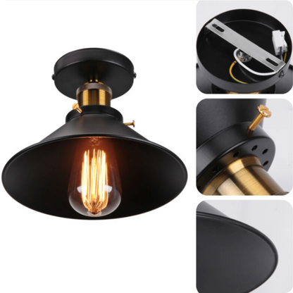 Plafonnier métal noir en forme de diamant pour éclairage vintage - PlafonnierDeco