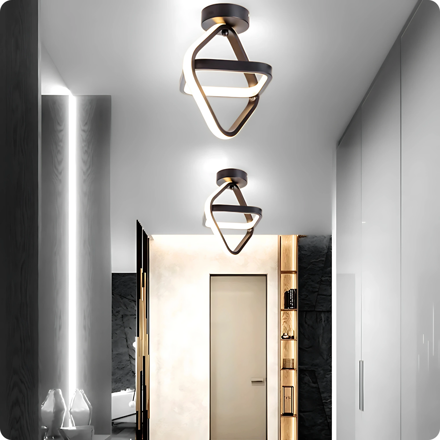 Plafonnier Style Contemporain LED Double Anneaux