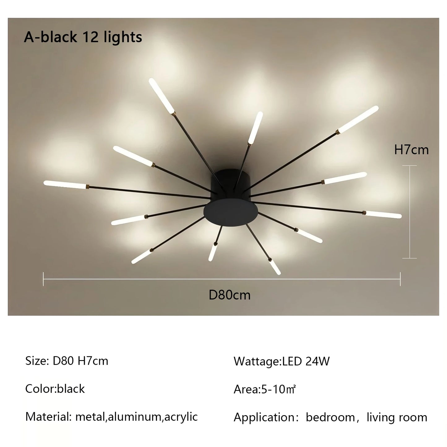 Plafonnier LED Spirale Artificielle Acrylique Dimmable avec 12 Lumières Neutres