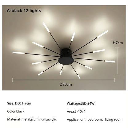 Plafonnier LED Spirale Artificielle Acrylique Dimmable avec 12 Lumières Neutres
