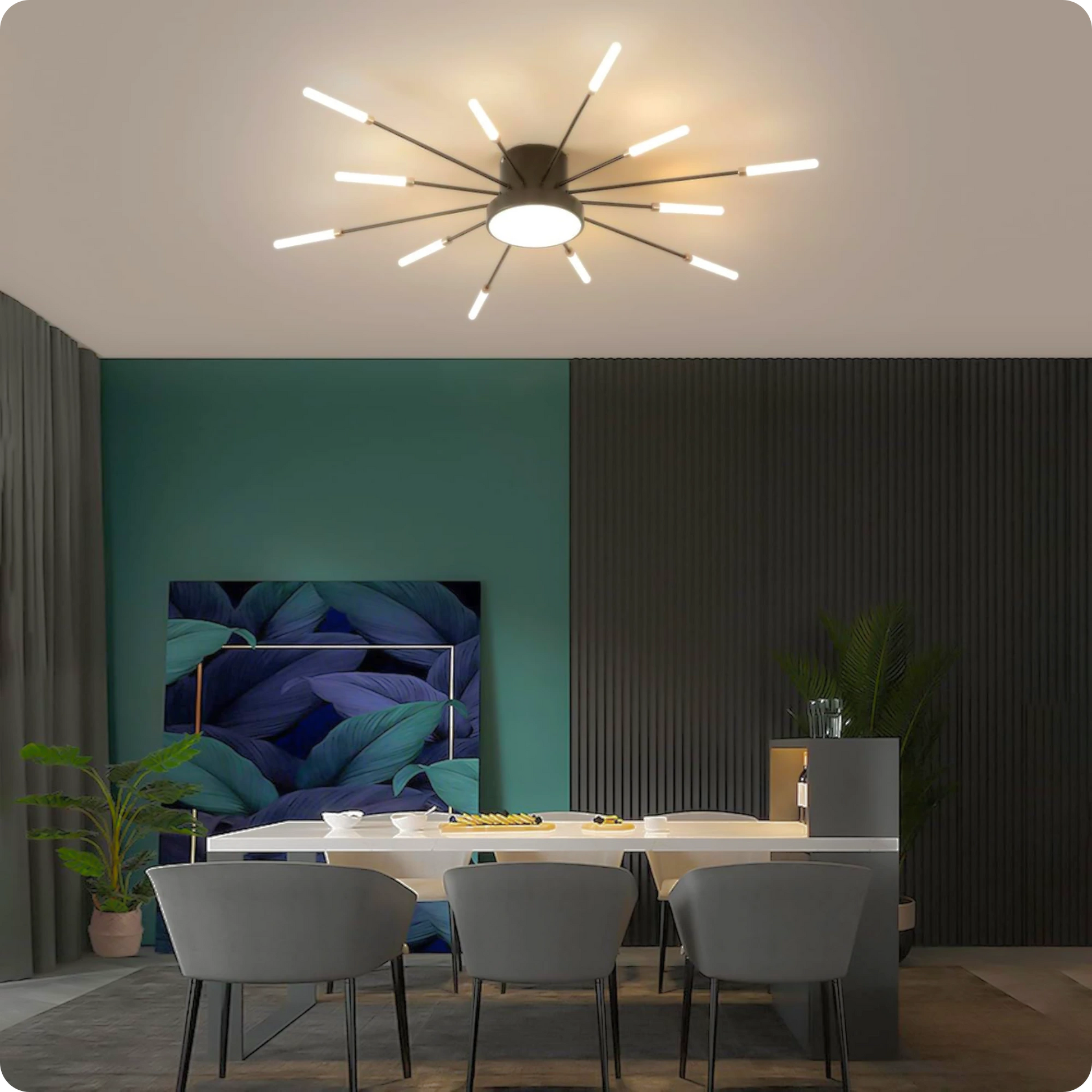 Plafonnier LED Noir Spirale Artificielle Acrylique Dimmable avec 12 Lumières Neutres - PlafonnierDeco